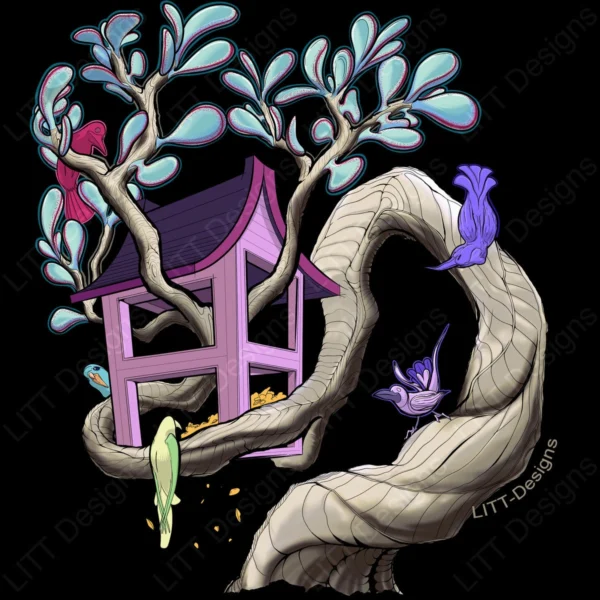 Birdfeeder Digital Illustration - LITT Designs