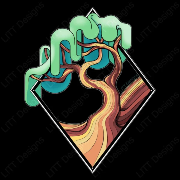 Bubblegum Tree Digital Illustration - LITT Designs