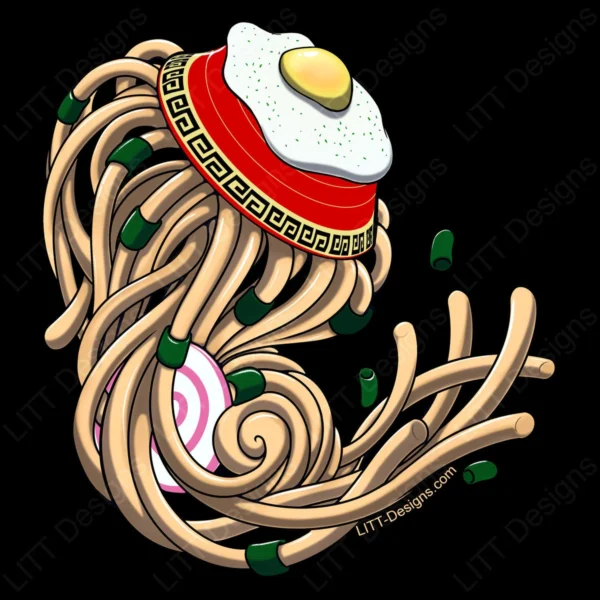 Ramen Jellyfish Digital Illustration - LITT Designs